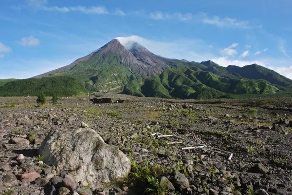 Vista Merapi Vulcão Montanha Dia Localização Yogyakarta Indonésia — Fotografia de Stock