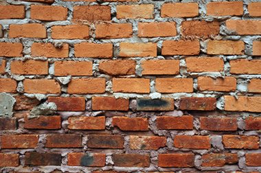   Beton, arkaplan ve desenli kırmızı tuğla yapı                                         
