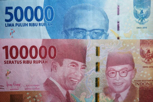 Monnaie Indonésienne Rupiah Billets Banque Cent Cinquante Mille Roupies Monnaie — Photo