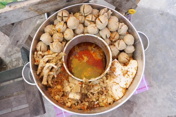Bakso Setan Indonesian Super Spicy Meatballs Soup Noodles Chicken Feet — Stock Photo, Image