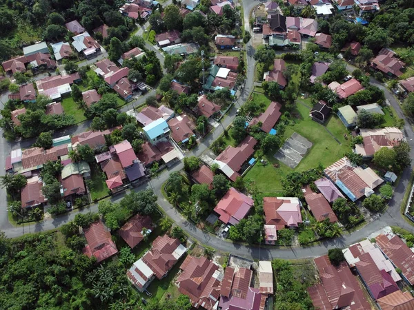 Aerial View green housing complex. Location: Sangatta, East Kutai, East Kalimantan, Indonesia.