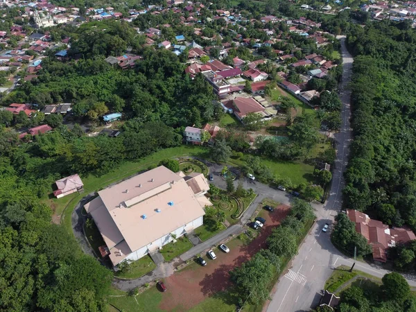 Aerial View green housing complex. Location: Sangatta, East Kutai, East Kalimantan, Indonesia.