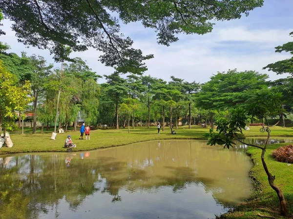 Redakcja Jakarta Indonezja Października 2022 Małe Sztuczne Jezioro — Zdjęcie stockowe
