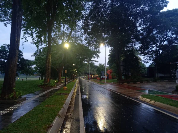 Radweg Nach Regen Abend — Stockfoto