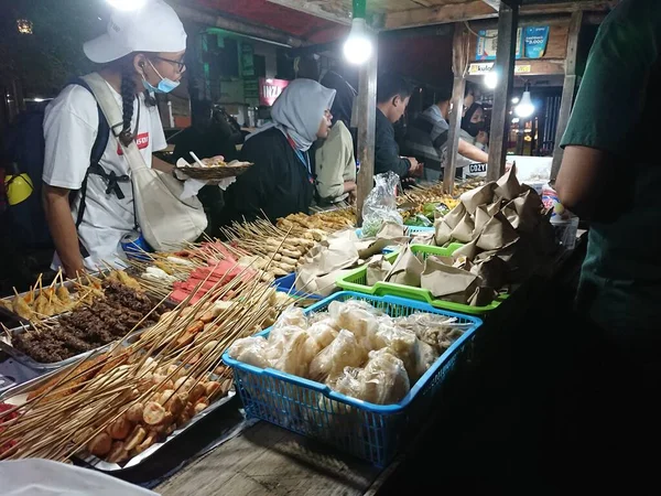 Nasi Kucing Angkringan Junk Food Gorengan Small Size Night Street — Fotografia de Stock