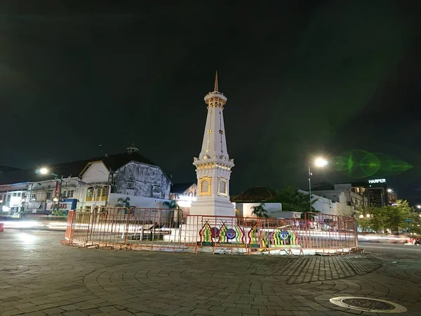 Foto Editorial Velocidad Lenta Tugu Yogyakarta Monumento Noche Yogya Jogja — Foto de Stock