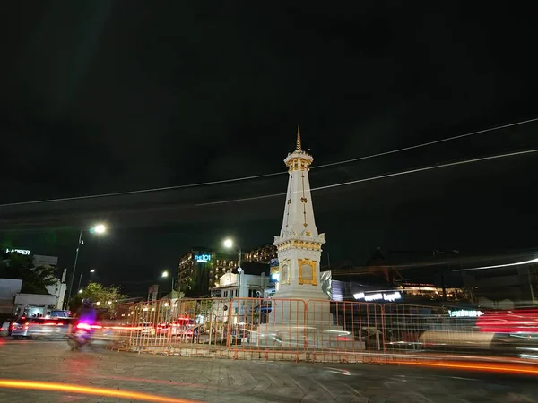 Foto Editorial Velocidad Lenta Tugu Yogyakarta Monumento Noche Yogya Jogja —  Fotos de Stock