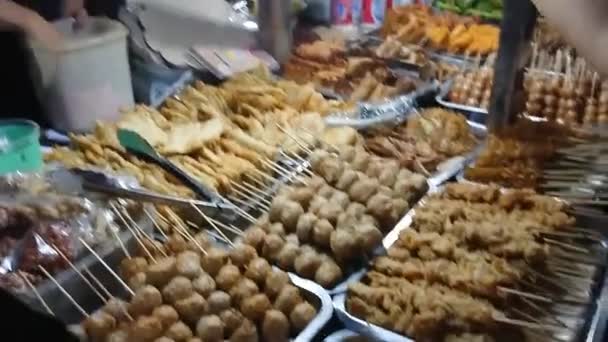 Nasi Cing Angkringan Junk Food Gorengan Small Size Night Street — стоковое видео