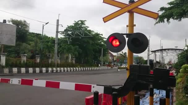 Jogyakarta Jóga Jogja Nebo Jogjakarta Indonésie Železniční Přejezd — Stock video