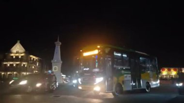 footage editorial, time lapse, tugu yogyakarta or monument in The Night, yogya, jogja, jogjakarta, indonesia