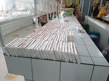 top view, tempe or tempeh in transparent plastic cover