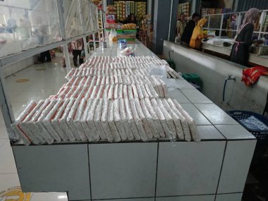 top view, tempe or tempeh in transparent plastic cover