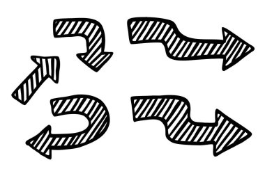 vector set 5 outline arrow, isolated on white