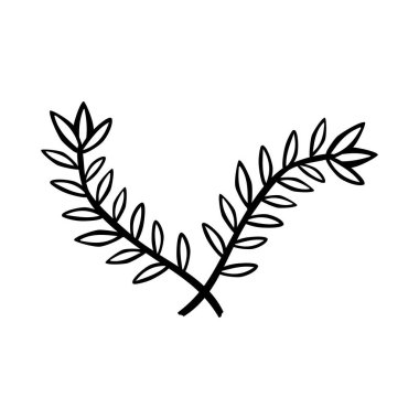 Beyaz üzerine izole edilmiş, vektör siyah el çizim çiçek kenarı