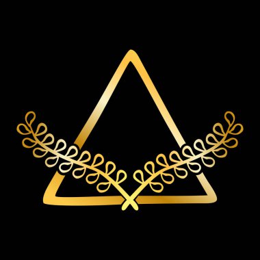 vektör altın karalama çizim çiçek üçgeni çerçeve, siyah arkaplan