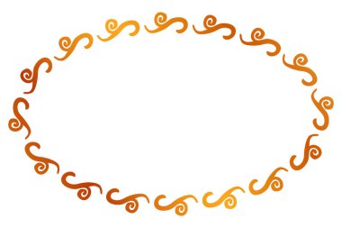 Basit, pürüzsüz vektör, altın oval el, çizim, çiçek sınırı.