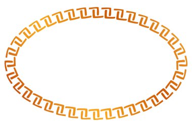 Basit, pürüzsüz vektör, altın oval el, çizim, çiçek sınırı.