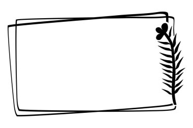 Çiçeksel basit siyah kenar dikdörtgeni çizimi beyaz