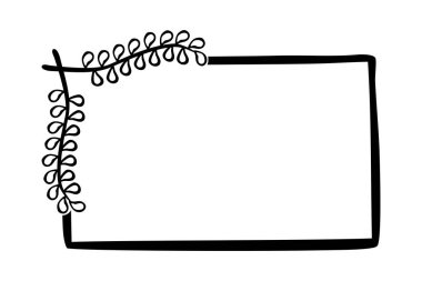 Çiçeksel basit siyah kenar dikdörtgeni çizimi beyaz