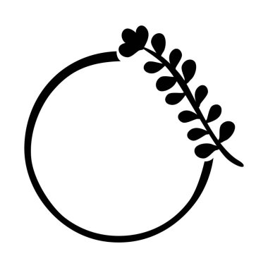 Çiçeksel basit siyah kenar çember çizimi