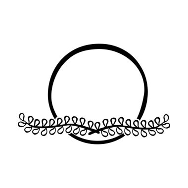 Çiçeksel basit siyah kenar çember çizimi