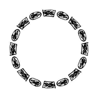 Çember çerçeve, el çizimi beyaz karalama