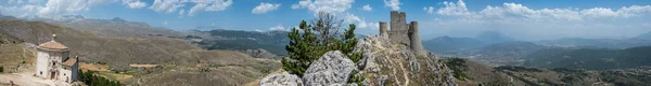 Extra Široký Úhel Panoramatický Pohled Rocca Calascio Campo Imperatore Masiv — Stock fotografie