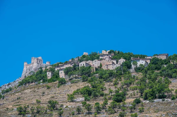 Panorama Fra Middelalderlandsbyen Slottet Rocca Calascio – stockfoto