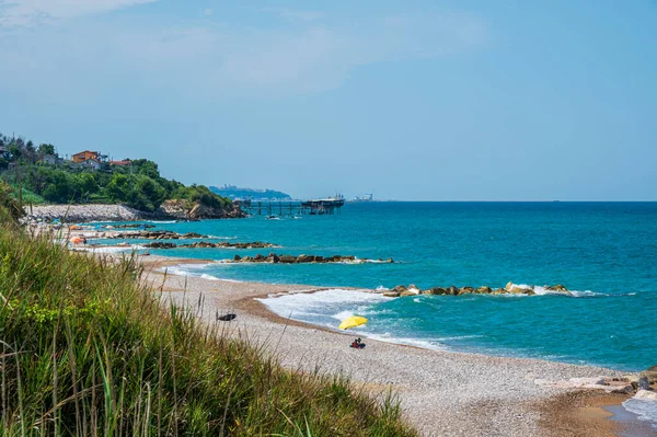 Сан Вито Четино 2022 Пляж Мбаппе Побережье Абруццо Красивым Трабокко — стоковое фото