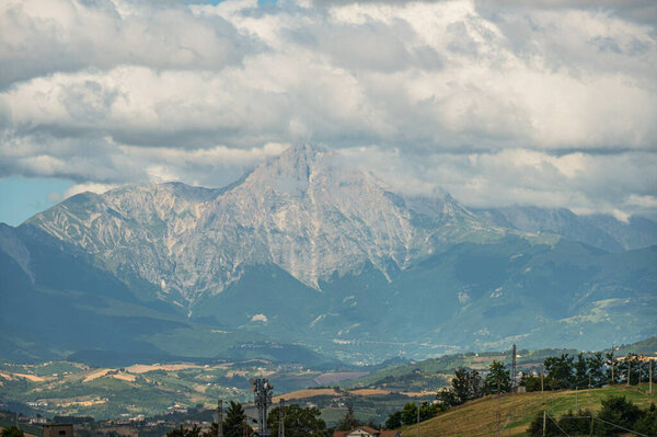 The beautiful Monte Gran Sasso surmounted by black clouds