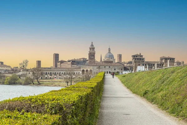 stock image  The famous cityscape of Mantua from the bridge over the Mincio at sunset