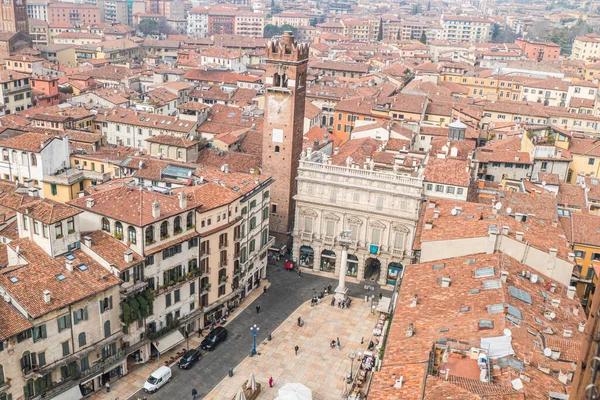 Верона Италия 2022 Вид Воздуха Знаменитую Площадь Эрбе Вероне — стоковое фото