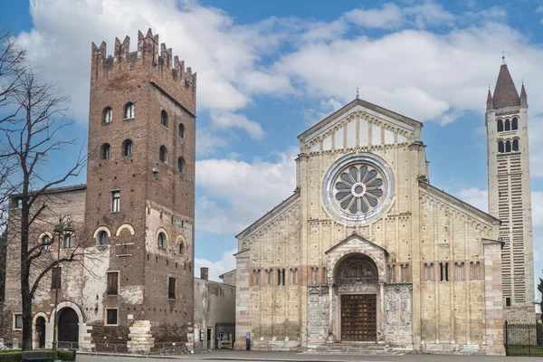 Verona Italia 2022 Hermosa Basílica San Zenón Verona Atardecer — Foto de Stock