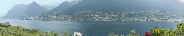 Veduta Aerea Della Costa Bresciana Del Lago Iseo Dal Monte — Foto Stock