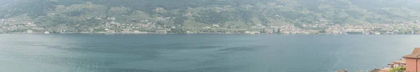 Vista Aérea Costa Brescia Lago Iseo Monte Isola — Fotografia de Stock