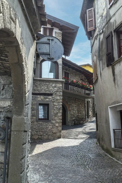 Beautiful street with historic buildings in the historic center of Siviano