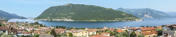 stock image Extra wide view of Monte Isola in the Lake Iseo