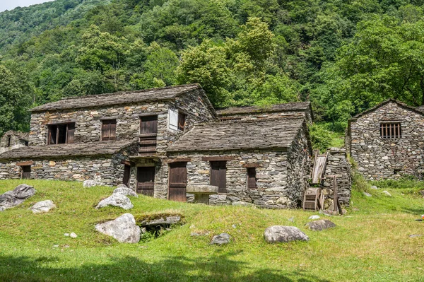 Stone Watermill Wooden Wheel Abandoned Mountain Village Alps — Stock Photo, Image