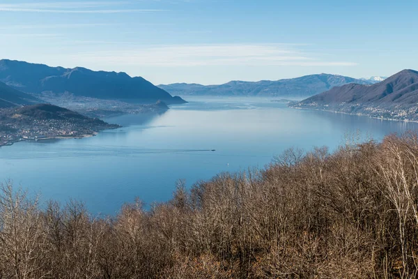 Weitwinkel Luftaufnahme Des Lago Maggiore — Stockfoto