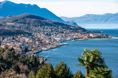 Aerial view of Luino and the Lake Maggiore