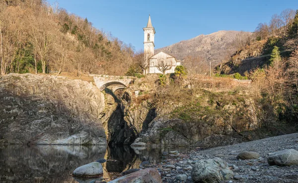 Beautiful Ravine Sant Anna Church Reflected Water River — Zdjęcie stockowe