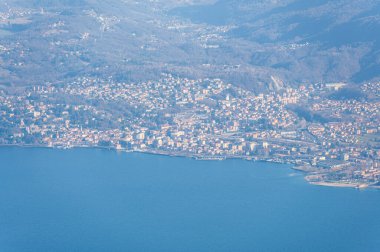 Aerial view of Luino from Piancavallo in Piedmont