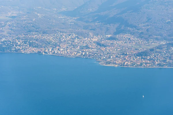 Aerial View Luino Piancavallo Piedmont Fotografia Stock