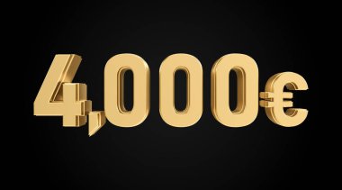 Altın desenli dört bin avro, üç boyutlu rakamlar.