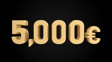Altın desenli beş bin avro, üç boyutlu rakamlar.
