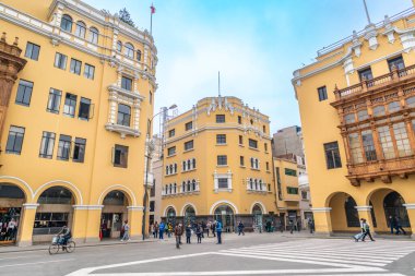 Lima, Peru, Ekim 01, 2021: Tarihi Lima 'da Şehir Kavşağı ve Koloni Mimarisi, Peru