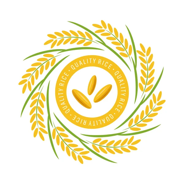 Рисовое Зерно Логотип Рисовой Связки Вектор Рамы Круга — стоковый вектор