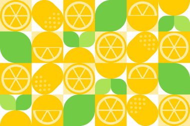 Soyut limon geometrik dikişsiz desen. Sarı limon mozaik dokusu. Arkaplan için vektör illüstrasyonu