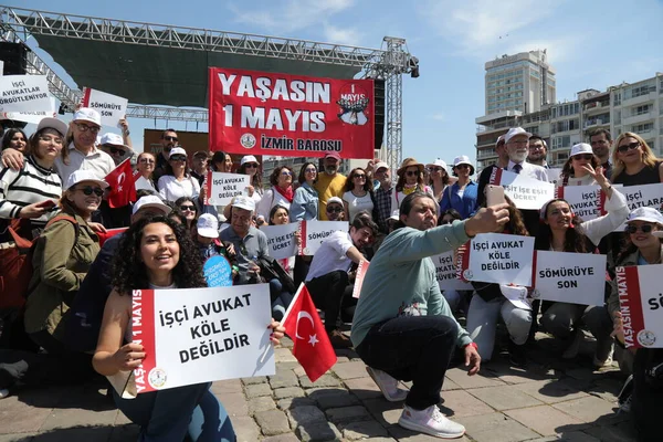 Konak Izmir Turkije 2023 Arbeidersvakbonden Politieke Partijen Vieren Mei Internationale — Stockfoto