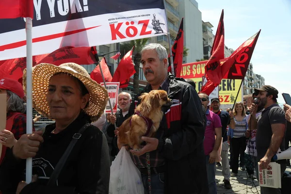 Konak Izmir Turquia 2023 Sindicatos Partidos Políticos Celebram Maio Dia — Fotografia de Stock